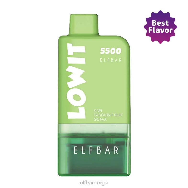 ELFBAR forhåndsfylt pod kit lowit 5500 2%nic kiwi pasjonsfrukt guava kiwi pasjonsfrukt guava pod+grønt batteri X4424136