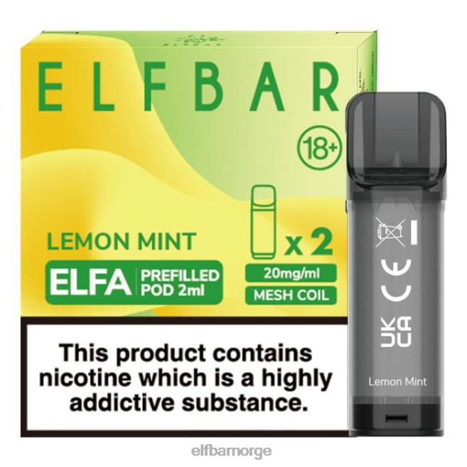 elfbar elfa ferdigfylt pod - 2ml - 20mg (2 pakke) 86L26110 sitron mynte