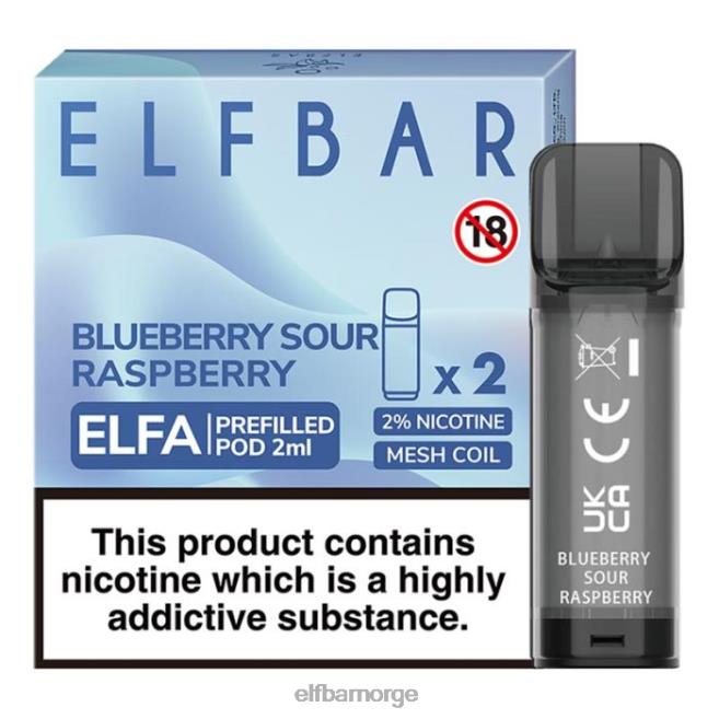 elfbar elfa ferdigfylt pod - 2ml - 20mg (2 pakke) 86L26114 blåbærsur bringebær