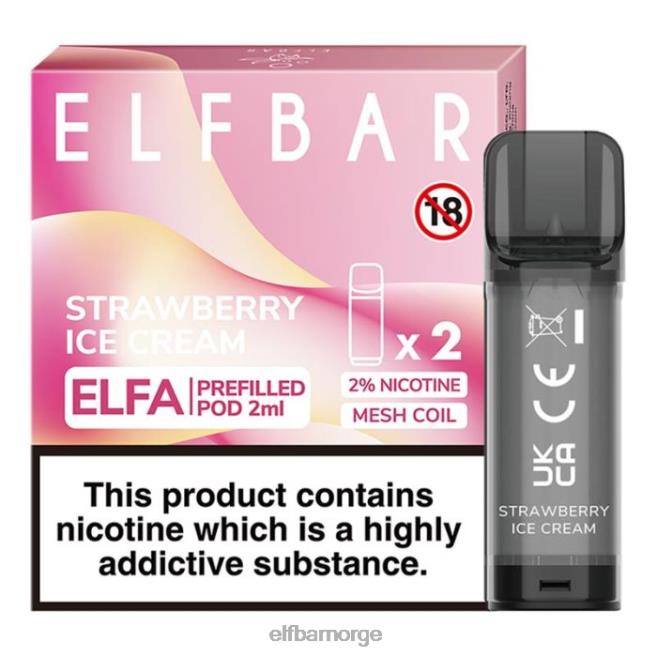 elfbar elfa ferdigfylt pod - 2ml - 20mg (2 pakke) 86L26115 jordbær iskrem