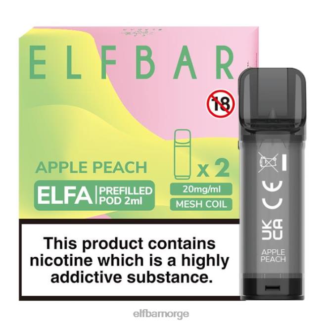 elfbar elfa ferdigfylt pod - 2ml - 20mg (2 pakke) 86L26116 eple fersken