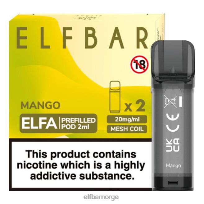 elfbar elfa ferdigfylt pod - 2ml - 20mg (2 pakke) 86L26118 mango