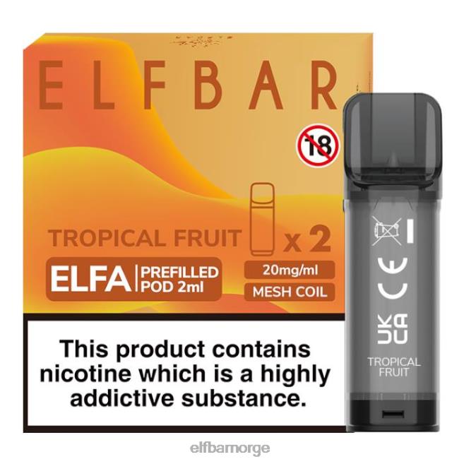 elfbar elfa ferdigfylt pod - 2ml - 20mg (2 pakke) 86L26120 tropisk frukt