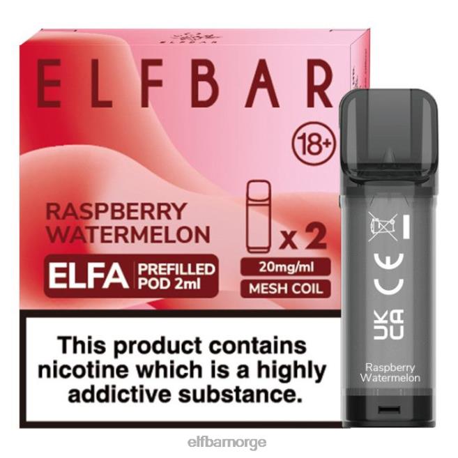 elfbar elfa ferdigfylt pod - 2ml - 20mg (2 pakke) 86L26122 bringebær vannmelon