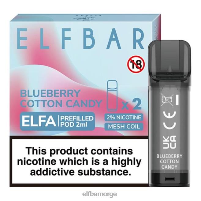 elfbar elfa ferdigfylt pod - 2ml - 20mg (2 pakke) 86L26124 blåbær sukkerspinn