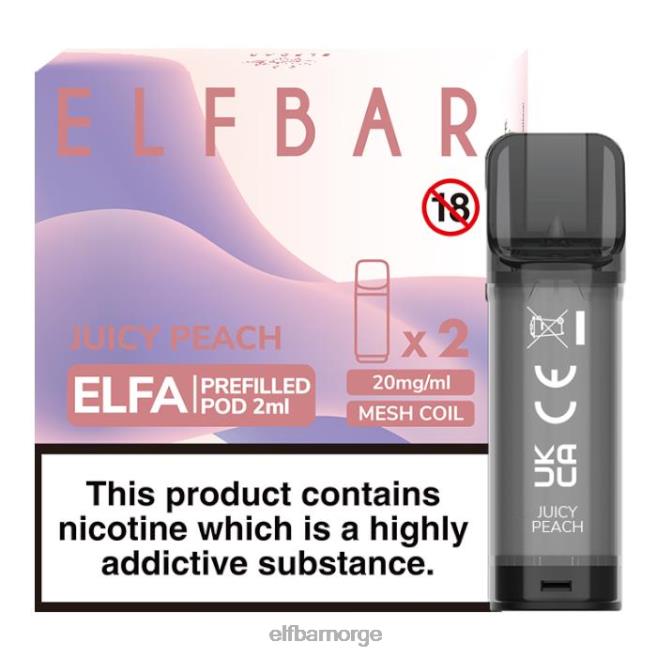 elfbar elfa ferdigfylt pod - 2ml - 20mg (2 pakke) 86L26125 saftig fersken