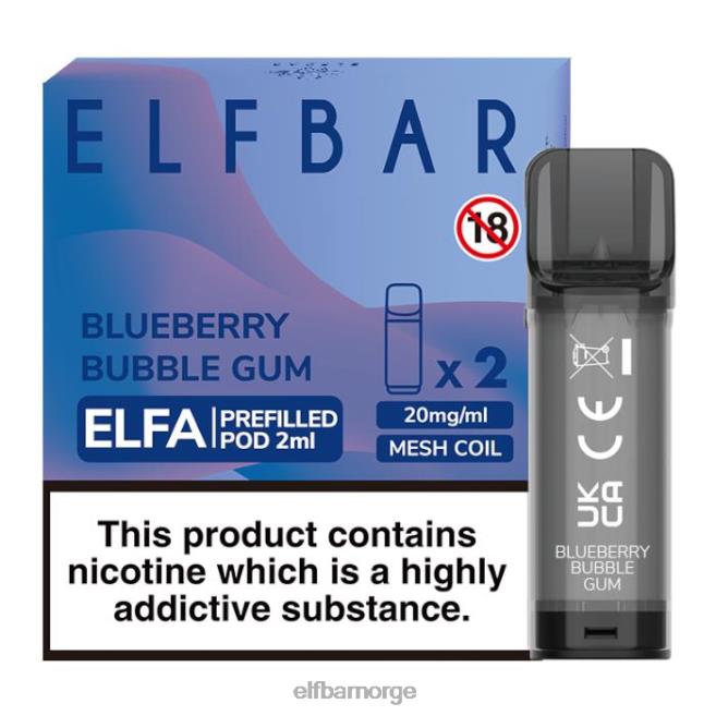 elfbar elfa ferdigfylt pod - 2ml - 20mg (2 pakke) 86L26126 blåbær tyggegummi