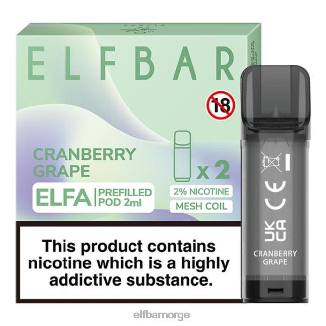 elfbar elfa ferdigfylt pod - 2ml - 20mg (2 pakke) 86L26127 tranebærdrue