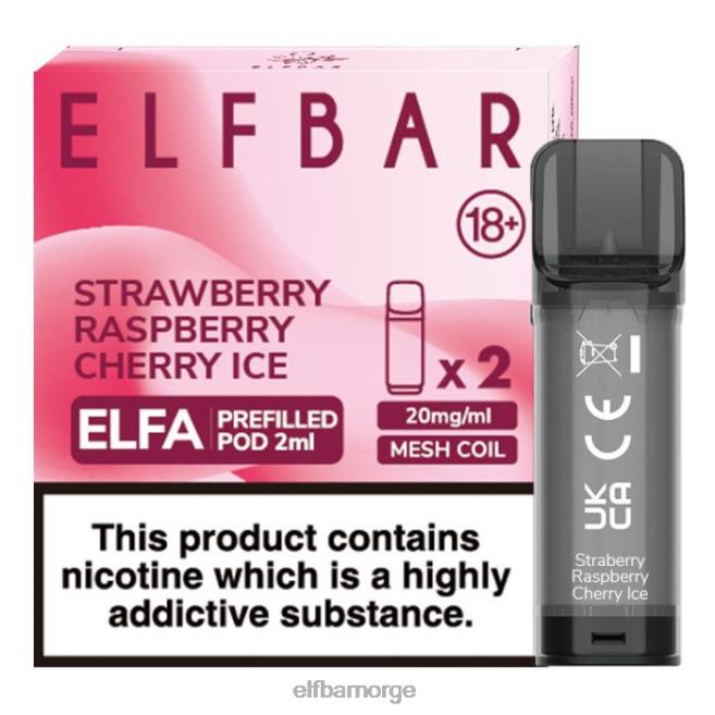 elfbar elfa ferdigfylt pod - 2ml - 20mg (2 pakke) 86L26129 jordbær bringebær kirsebæris