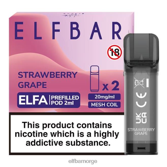 elfbar elfa ferdigfylt pod - 2ml - 20mg (2 pakke) 86L26130 jordbærdrue