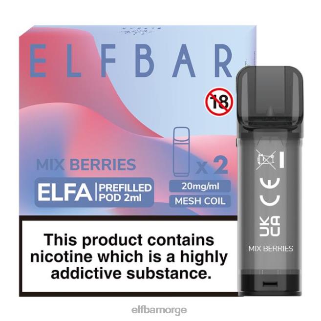 elfbar elfa ferdigfylt pod - 2ml - 20mg (2 pakke) 86L26132 bland bær