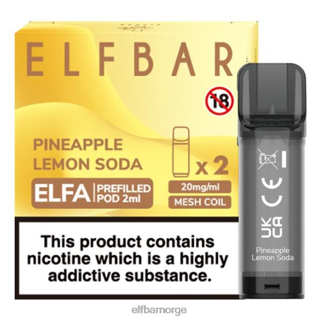 elfbar elfa ferdigfylt pod - 2ml - 20mg (2 pakke) 86L26134 ananas sitron brus