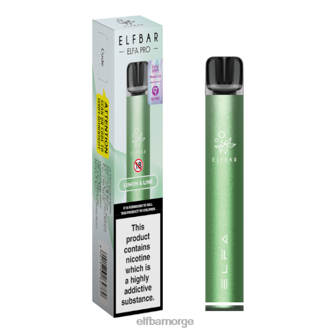 elfbar elfa pro podsett - oppladbar 86L2676 skumringsgrønn + sitron & lime ferdigfylt belg