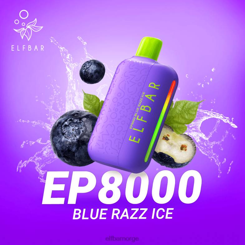 ELFBAR engangs vape nye ep8000 puffs blå razz is X442465