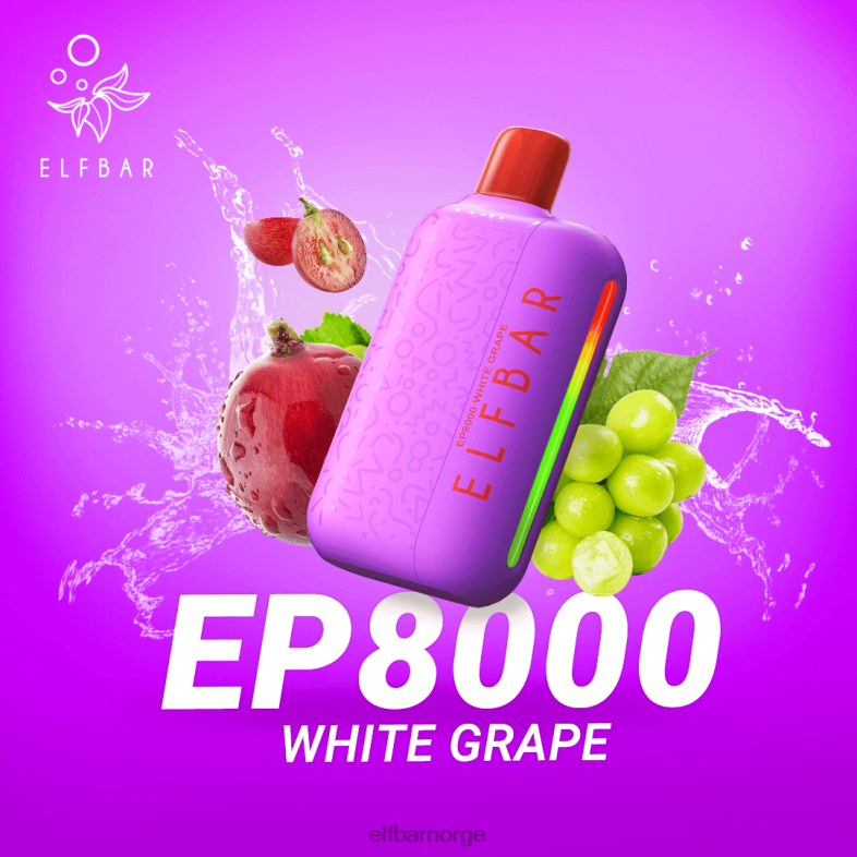 ELFBAR engangs vape nye ep8000 puffs hvit drue X442473