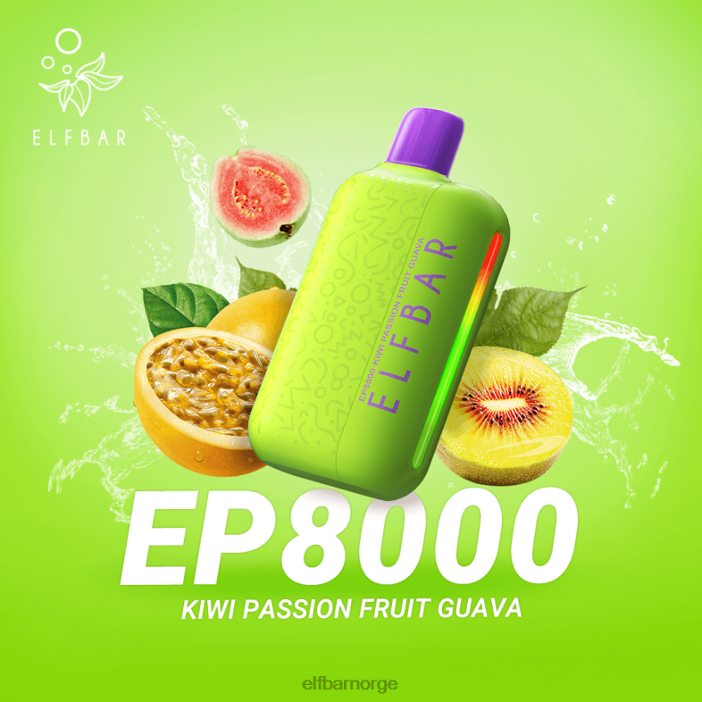 ELFBAR engangs vape nye ep8000 puffs kiwi pasjonsfrukt guava X442460