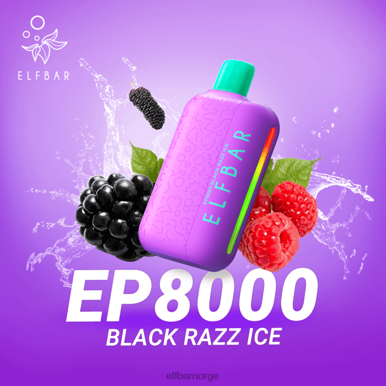 ELFBAR engangs vape nye ep8000 puffs svart razz is X442470