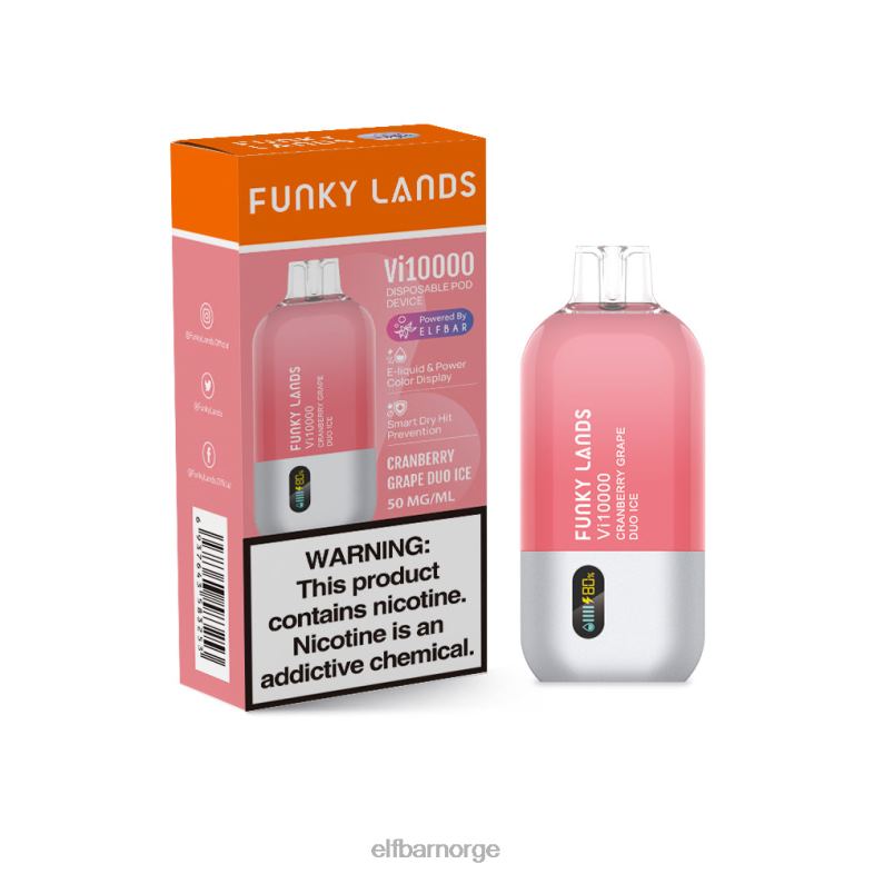 ELFBAR funky lands best flavor disponibel vape vi10000 drue serie tranebær drue duo is X4424150