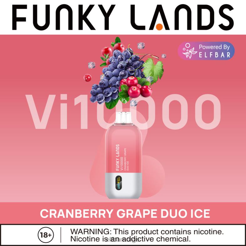 ELFBAR funky lands best flavor disponibel vape vi10000 isserie tranebær drue duo is X4424156