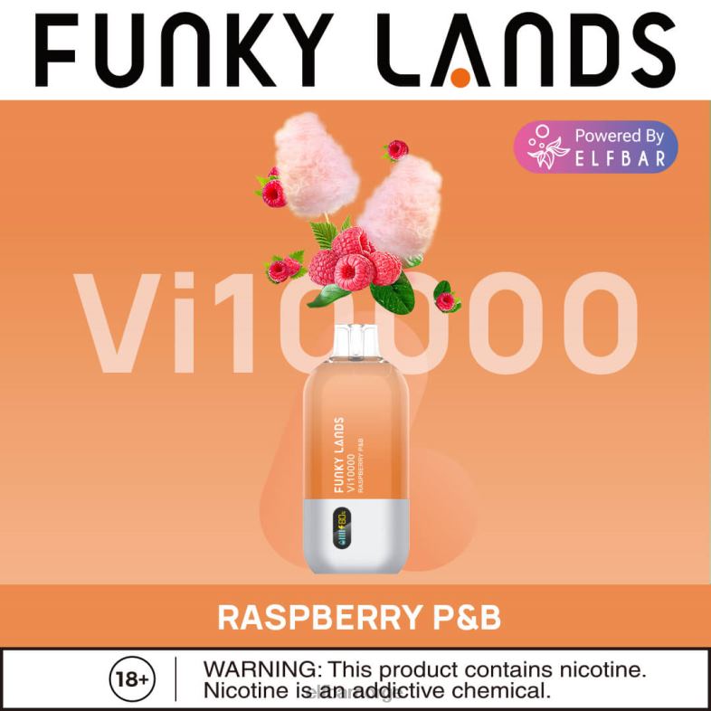 ELFBAR funky lands engangs vape vi10000 puffs bringebær p&b X4424167