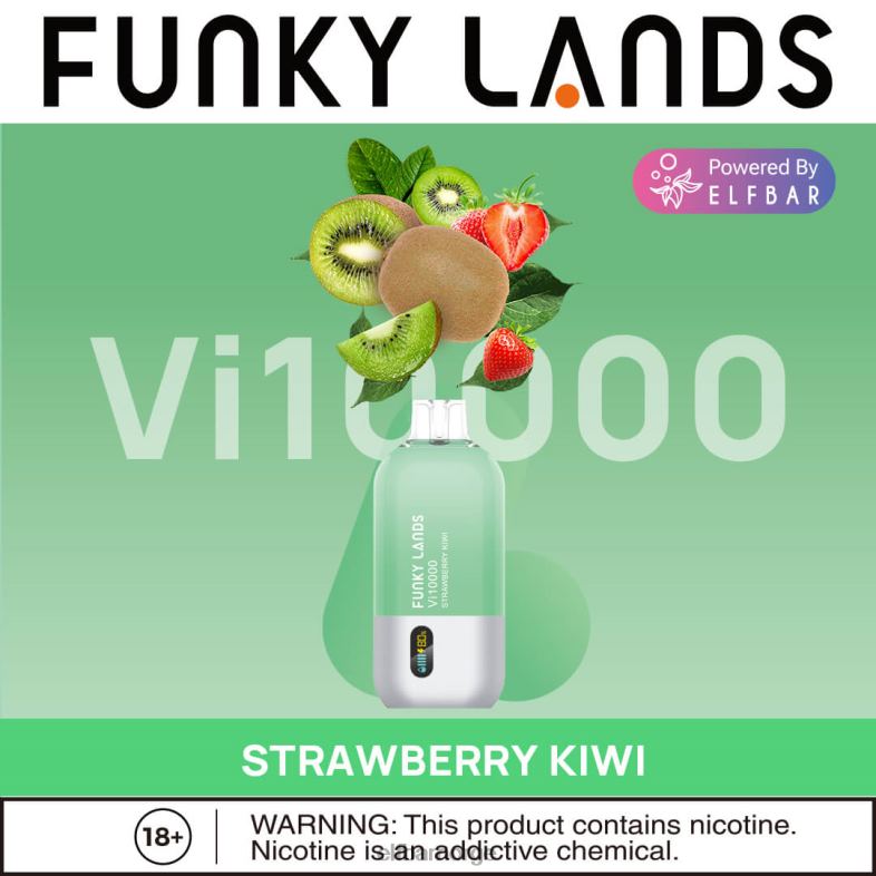 ELFBAR funky lands engangs vape vi10000 puffs jordbær kiwi X4424161