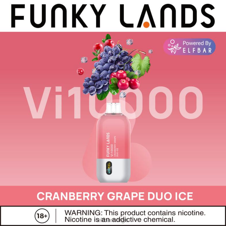 ELFBAR funky lands engangs vape vi10000 puffs tranebær drue duo is X4424165